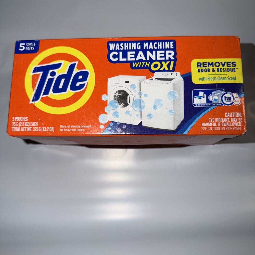 Tide Washing Machine Cleaner With Ultra OXI Odor And Residue Remover 5 Pouches